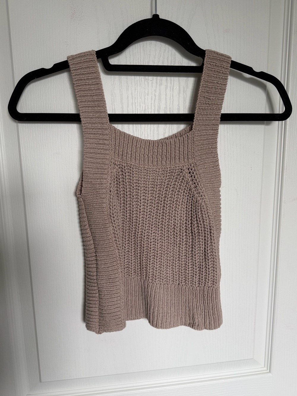 Aritzia Wilfred Knit Square-Neck Tank Top in Taupe - Size XS
